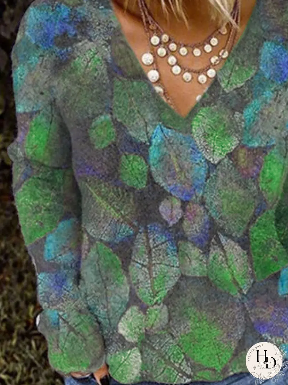 Plus Size Floral Long Sleeve Vintage Tops