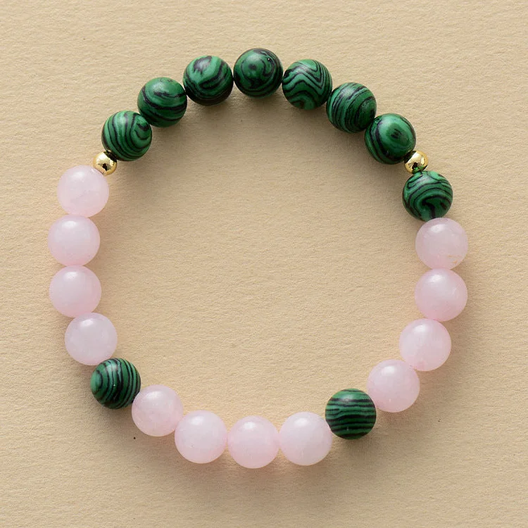 Natural stone rose quartz handmade elastic beaded bracelet