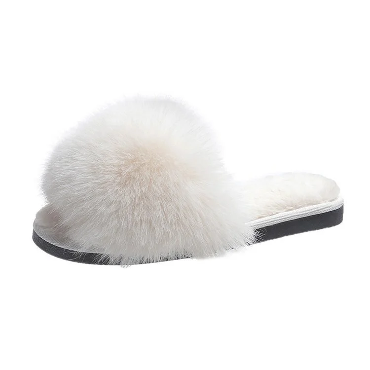 Tanguoant Tanguoant Autumn And Winter New Wool Slippers Fashion One-Line Home Indoor Cotton Slippers Women's Shoes