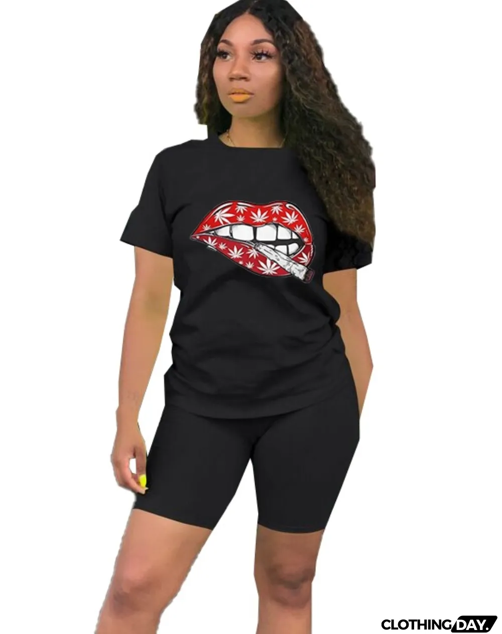 Summer Casual Two Piece Biker Shorts Set