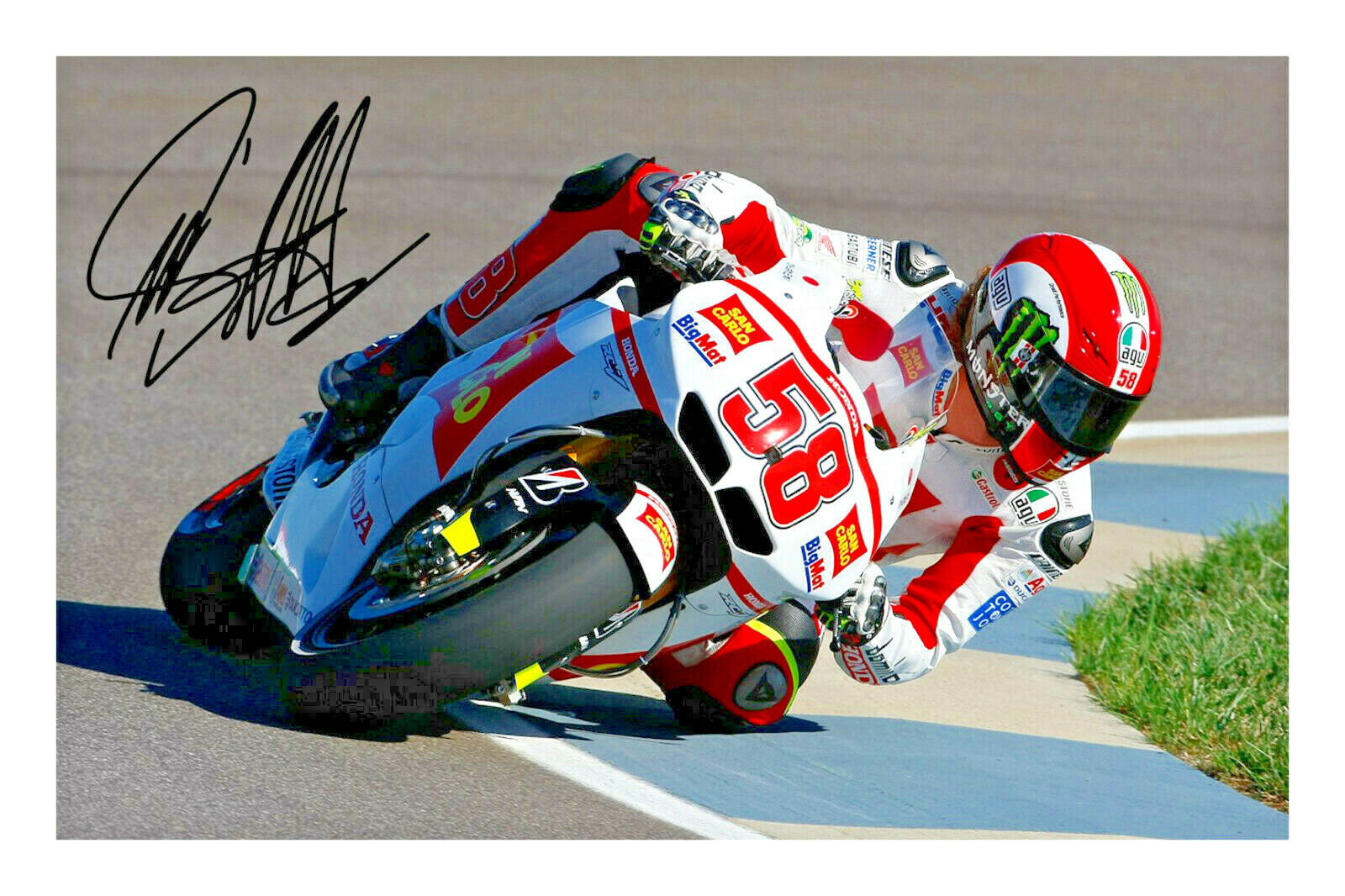 Marco Simoncelli Signed A4 Photo Poster painting Print Autograph MotoGP