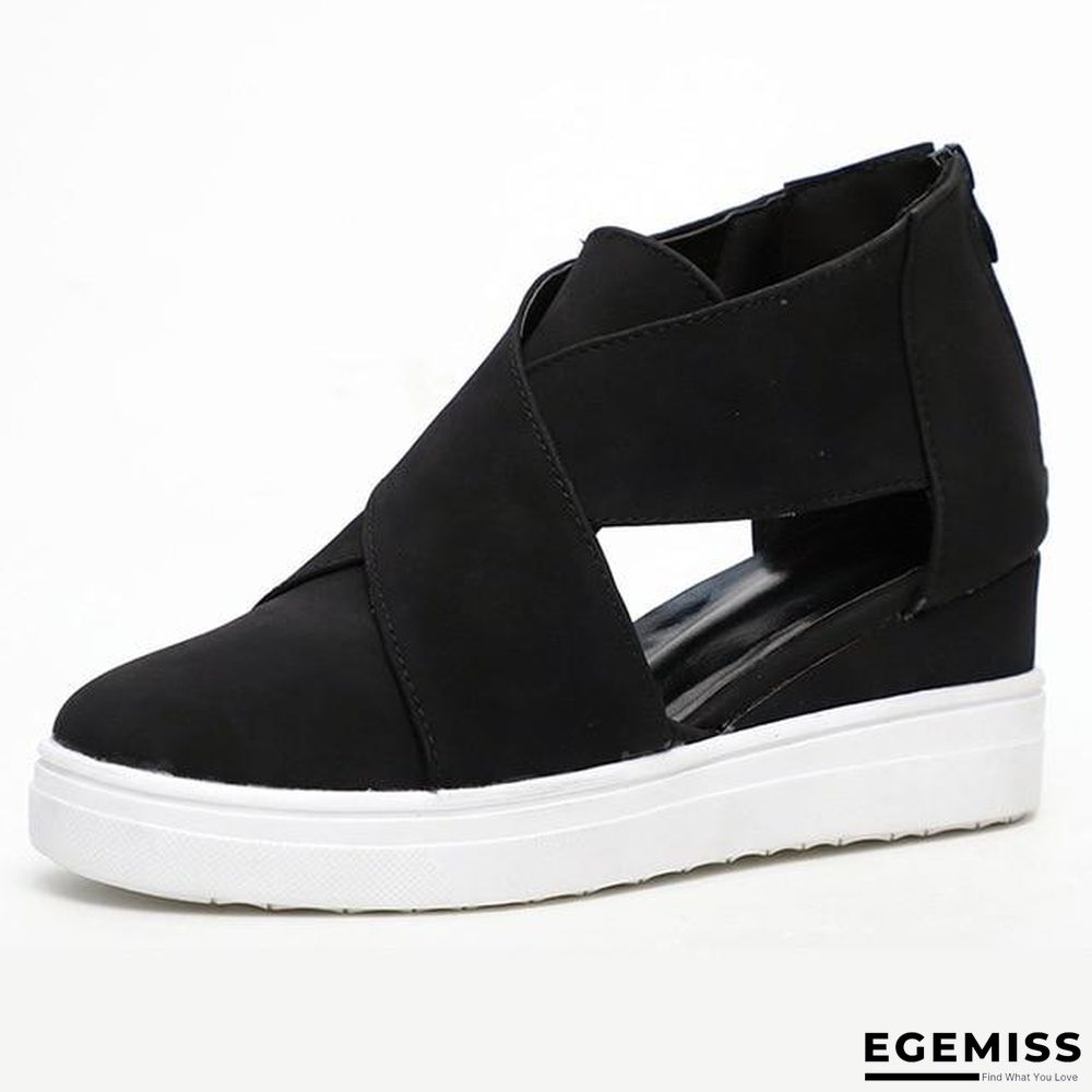 Women Solid High Flats wedges Heel Height Increasing Chunky Platform Vulcanized Sneakers Shoes | EGEMISS