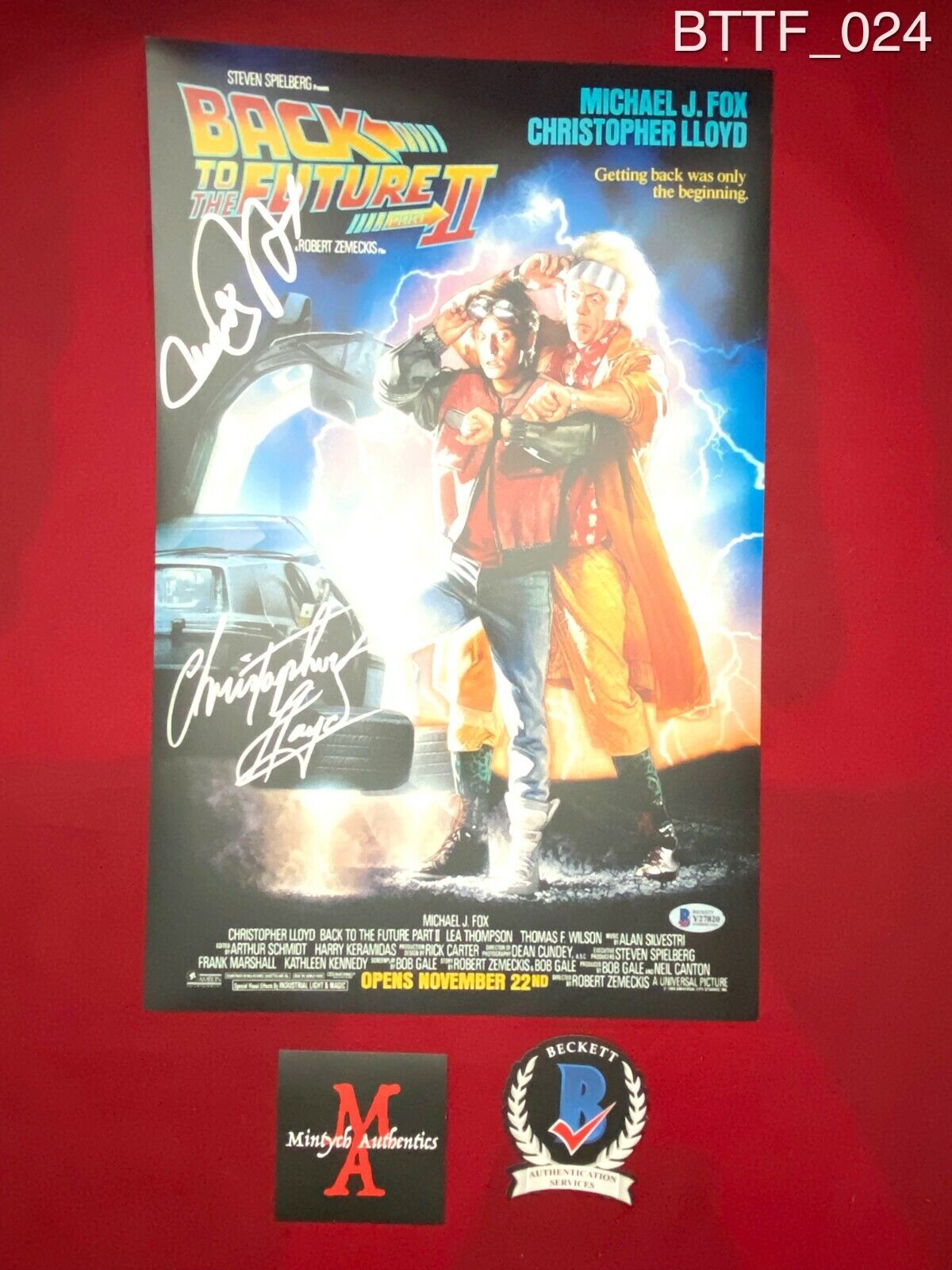 MICHAEL J. FOX & CHRISTOPHER LLOYD SIGNED 11x17 Photo Poster painting! BACK TO THE FUTURE! COA