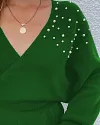 Pearls Decor Batwing Sleeve Sweater