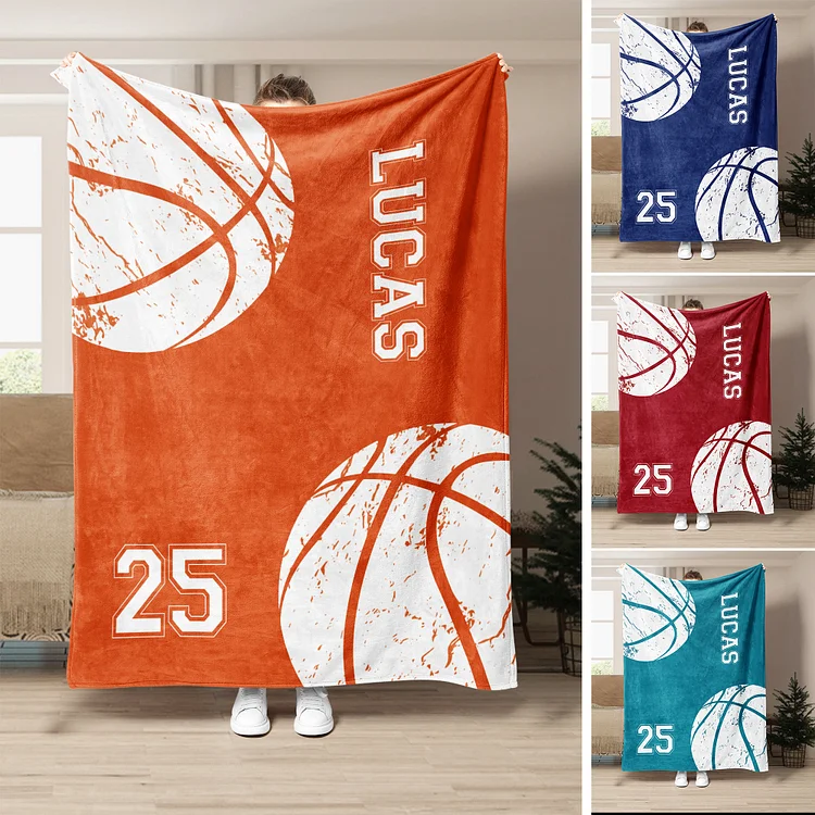 Personalized Basketball Blanket, Custom Name Number Soft Cozy Blankets | BKKid394