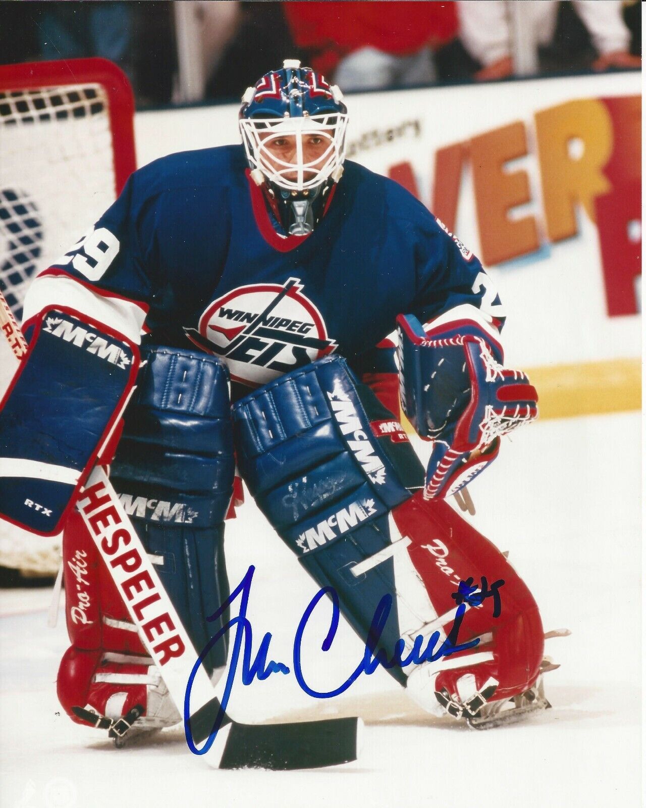 8x10 Autographed Tim Cheveldae Winnipeg Jets S044