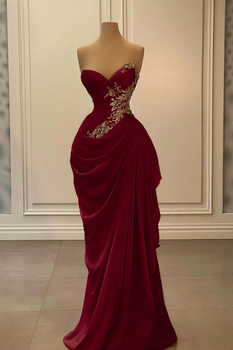 Hidais Strapless Sleeveless Long Mermaid Prom Dress With Appliques 