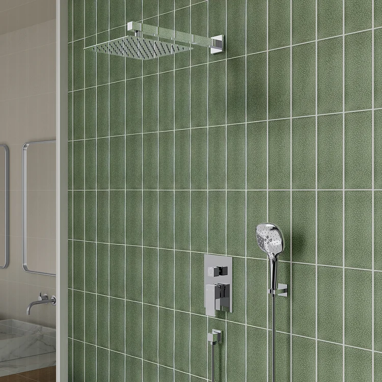 M6646CI-10BL EVERSTEIN 10" Wall Mount Rainfall Shower System | High-Pressure, Anti-Scald, Handheld Spray