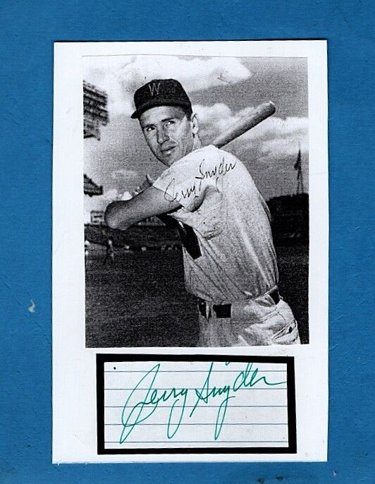 1955 JERRY SNYDER-WASHINGTON SENATORS AUTOGRAPED LETTER CUT W/PC SIZED Photo Poster painting