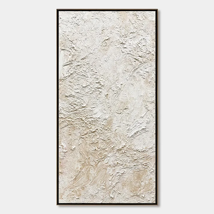 ALABASTER VEIL: Textured Wabi Sabi Minimalist Painting（Canvas painting）