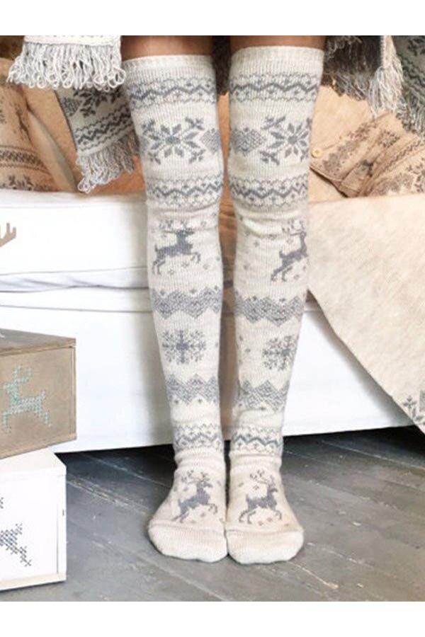 Ms. Christmas Snowflake Elk Socks Thickened Medium Tube Woolen Socks