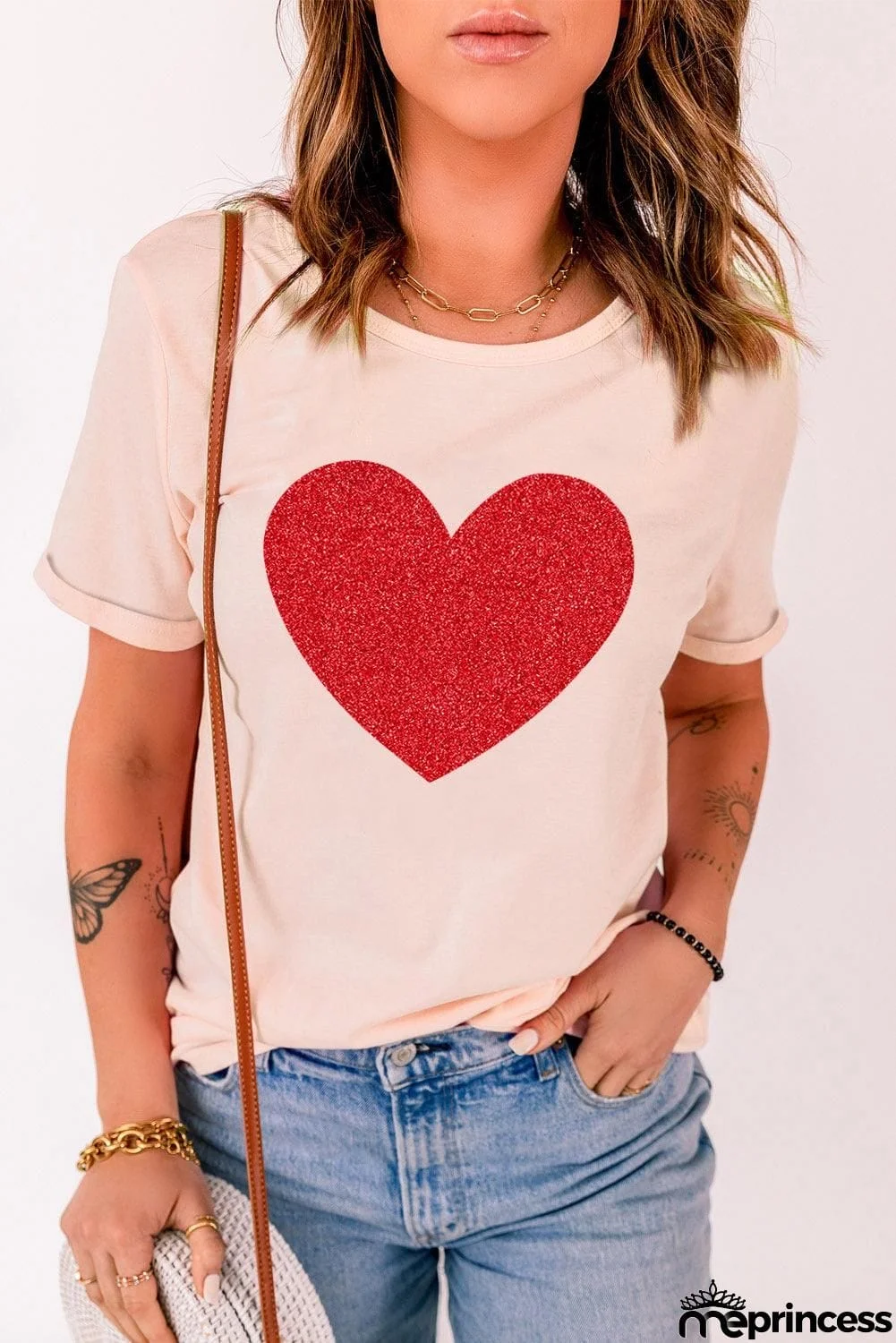 Glitter Heart Graphic T-Shirt