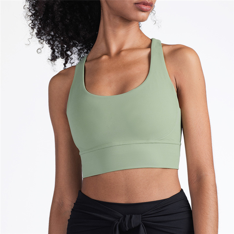 green sports bra with built in cups