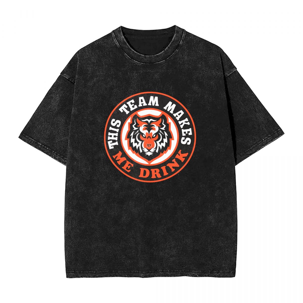 Cincinnati Bengals This Team Makes Me Drink Men's Vintage Oversized T-Shirts