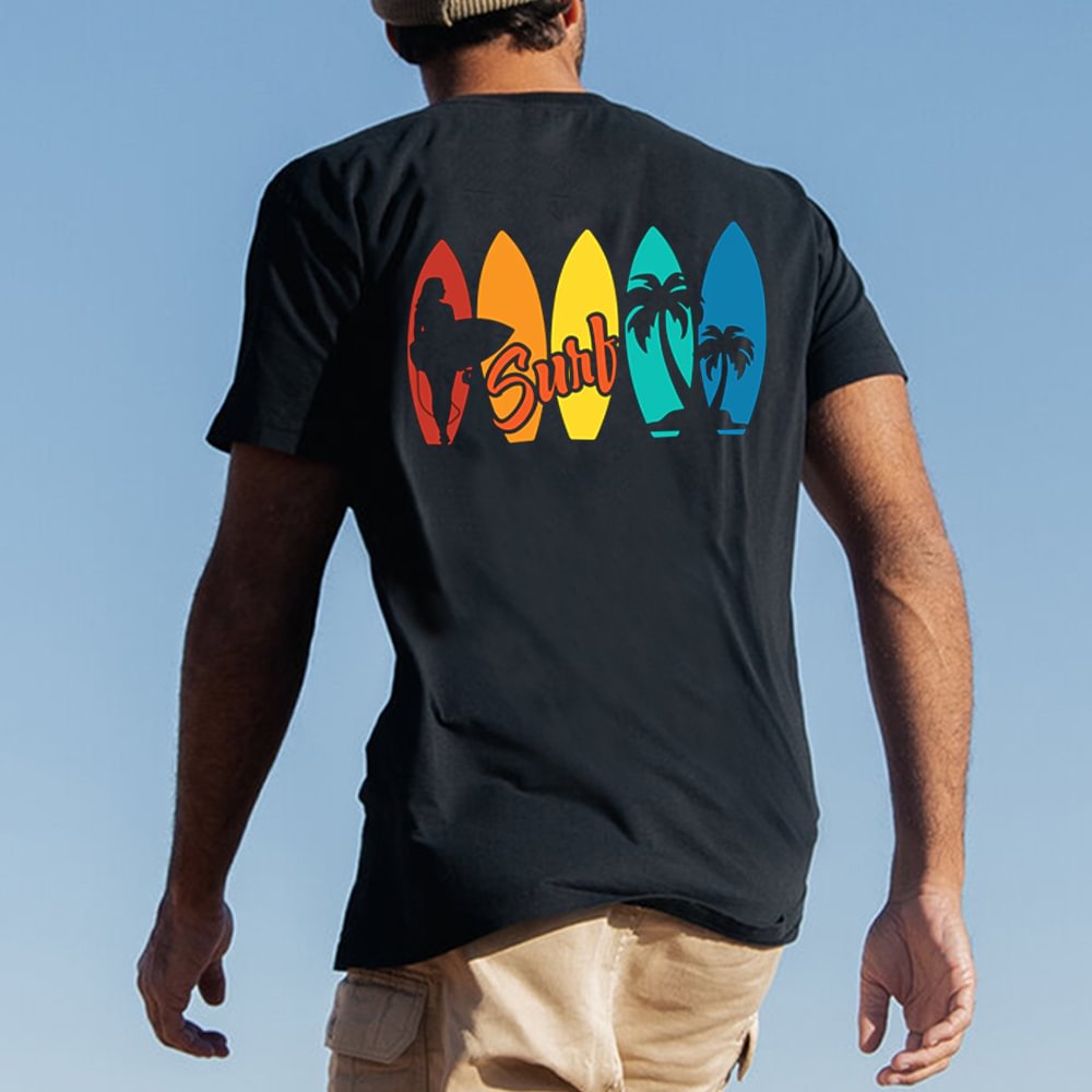Men's Beach Surfer Cotton T-Shirt、、URBENIE