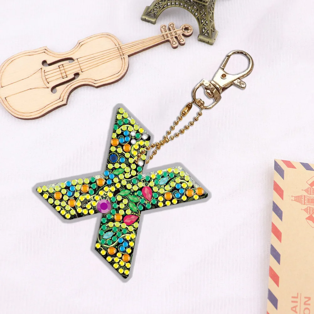 DIY Diamond Art Keychains Handmade Point Drill Key Ring Letters Lady Bag Pendant
