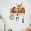 Wooden Pumpkin Turkey Elf 3 Hooks Diamond Painting Hook Rail DIY Crafts Decor