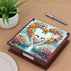 Wooden DIY Flower Swan Diamond Painting Kit Note Box with 160 Papers for Office