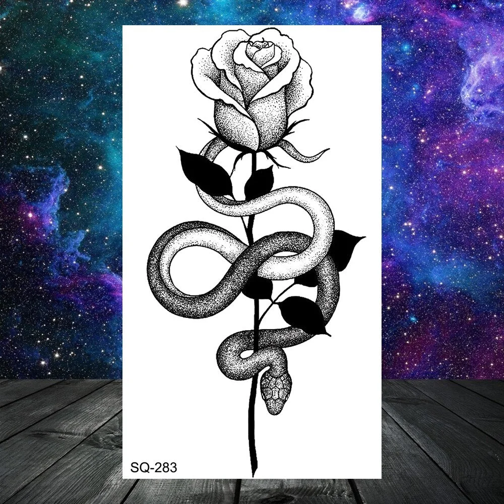 Realistic Thorns Dragon Wolf Tatoos Temporary Tattoos For Adult Men Kids Lion Tiger Skull Fake Tattoo Neck Arm Hands Small Tatoo