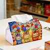 (24cm)Diamond Art Tissue Box DIY PU Napkin Cover for Home(god bless america)