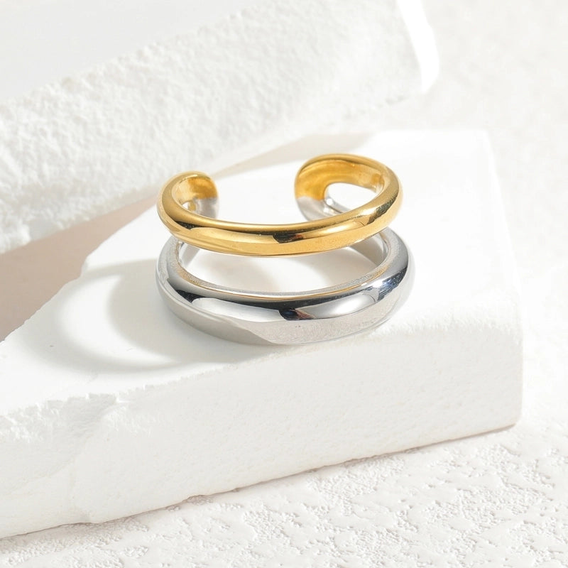 IG Style Color Block 304 Stainless Steel 18K Gold Plated Plating Open Rings