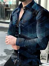 Men's Lapel Spring and Autumn New Casual Personality Tide Men Long-sleeved 3D Digital Printing Shirt Large Size Breathable Shirt S,M,L,XL,XXL,XXXL-KZyou