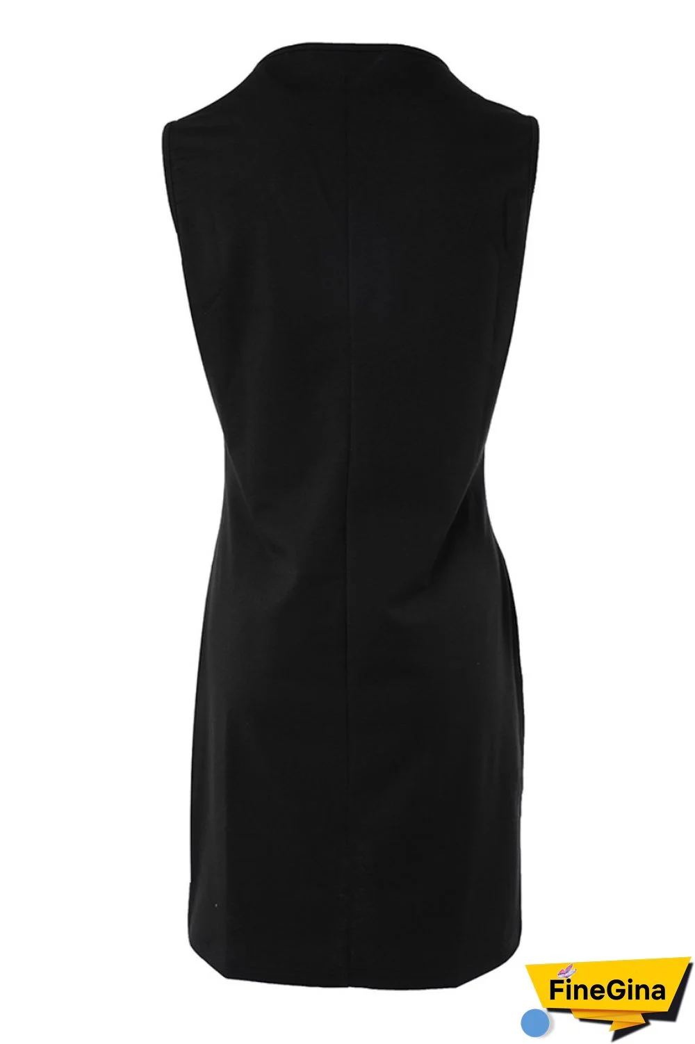 Black Casual Print Basic V Neck Sleeveless Dress Dresses