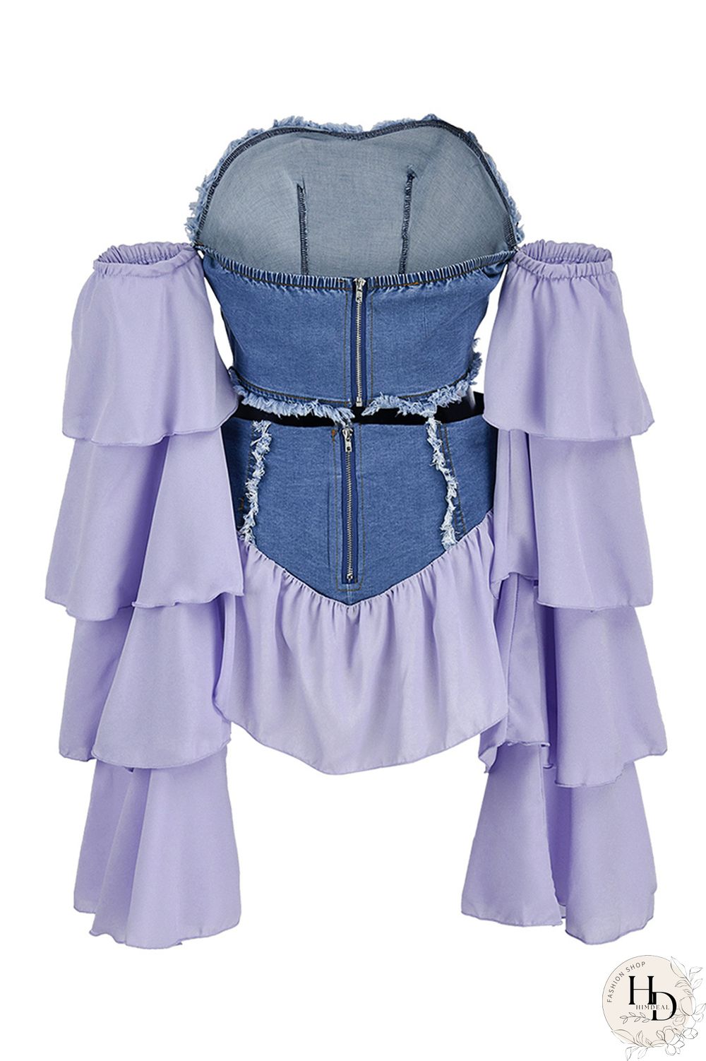 Yellow Fashion Sexy Patchwork Backless Off the Shoulder Long Sleeve Two Pieces