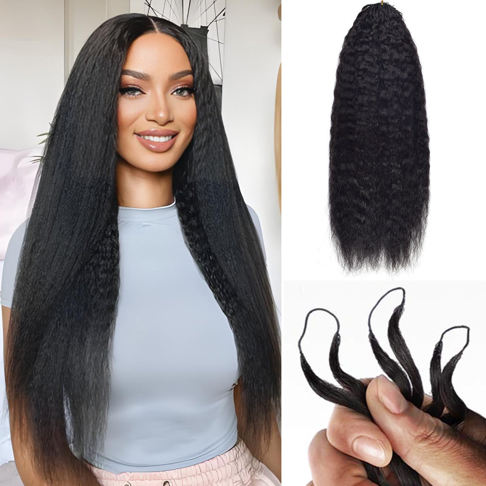 Kinky Straight Crochet Human Hair Pre Loop Extensions BORUIHAIR