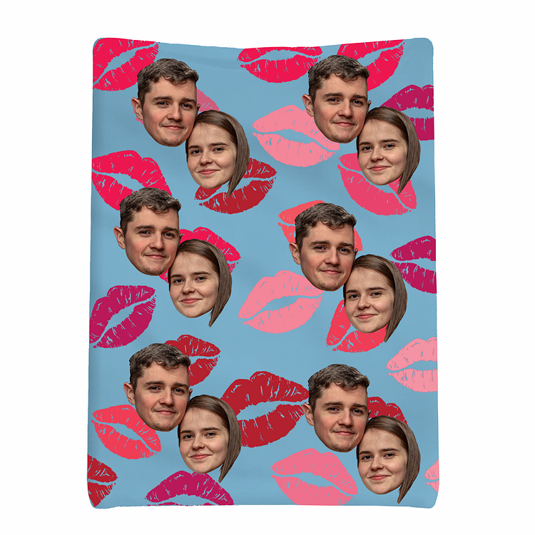 BlanketCute-Personalized Blanket with Photo-Photo of Couple with Kisses