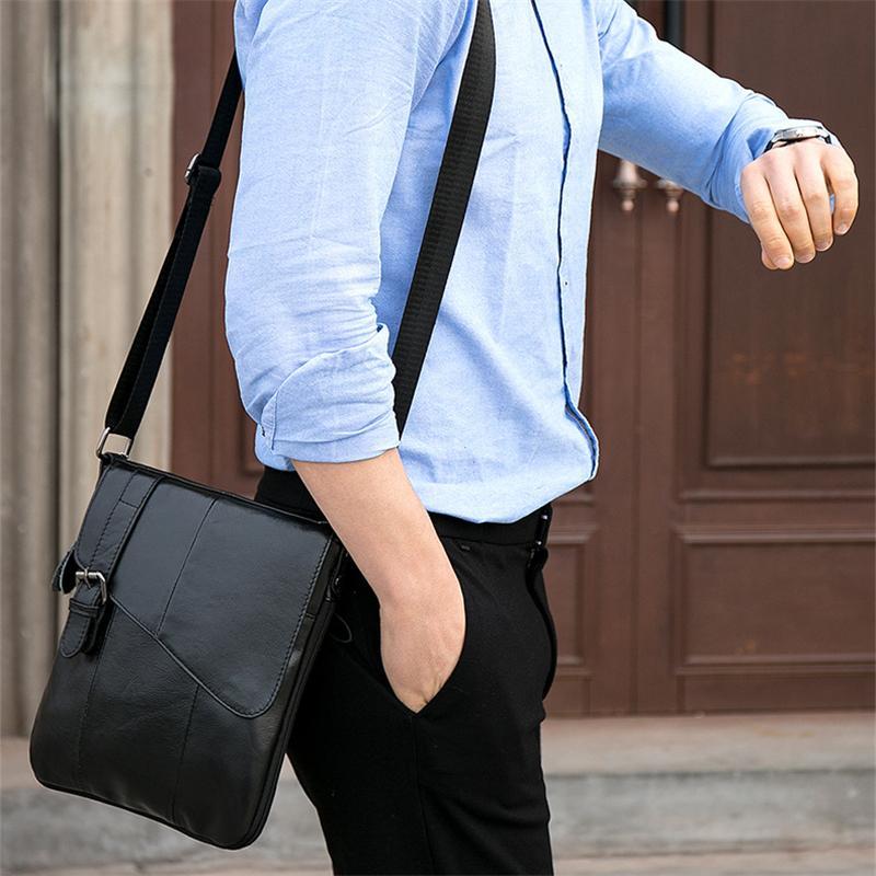 Mens Handy Large Capacity Casual Durable Leather Crossbody Bag