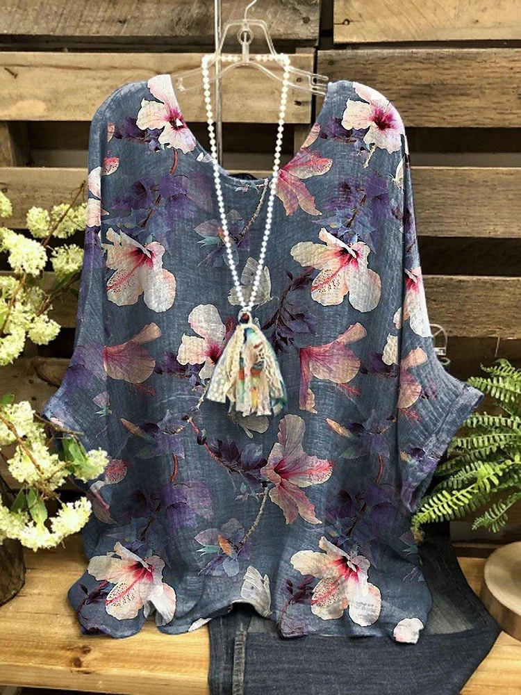 Women's Floral Print Vintage Casual Top