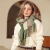 Autumn Winter Plaid Tassels Shawl Women Scarf