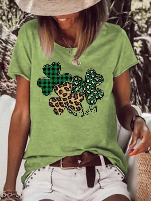 St. Patrick's Day Lucky Shamrock Leopard Women's Shirts & Tops socialshop