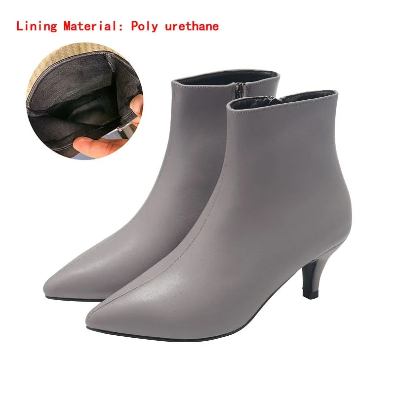 2018 autumn and winter new style with fine pointed high heels Martin boots white boots leather boots Women's boots spring wedgie