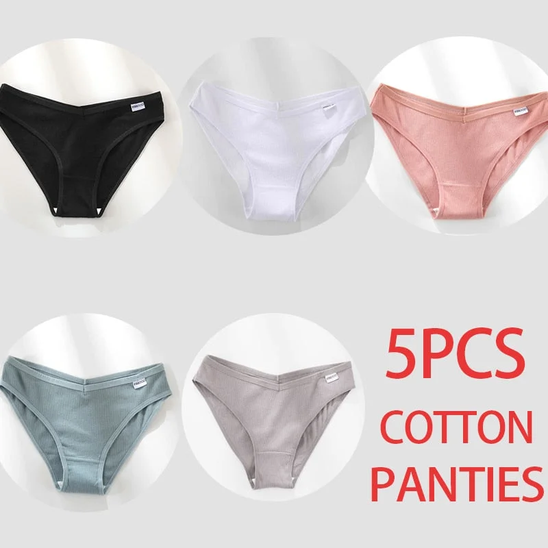 5PCS/Set Women Panties Cotton Underwear Female Panties Solid Color Underpants Sexy Lingerie Pantys for Woman Briefs Intimates