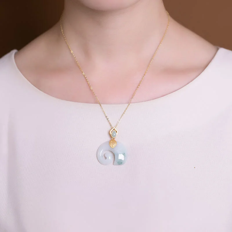 925 Sterling Silver Jade Elephant Abundance Necklace Pendant
