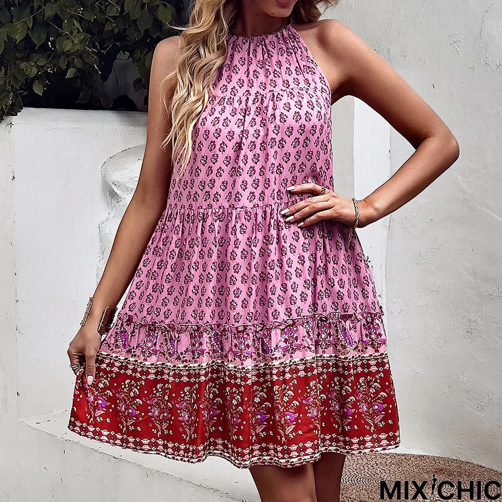 Printed Women's Bohemian Leisure Resort Beach Dress