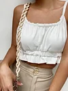 Ruffled Solid Color Vest Top