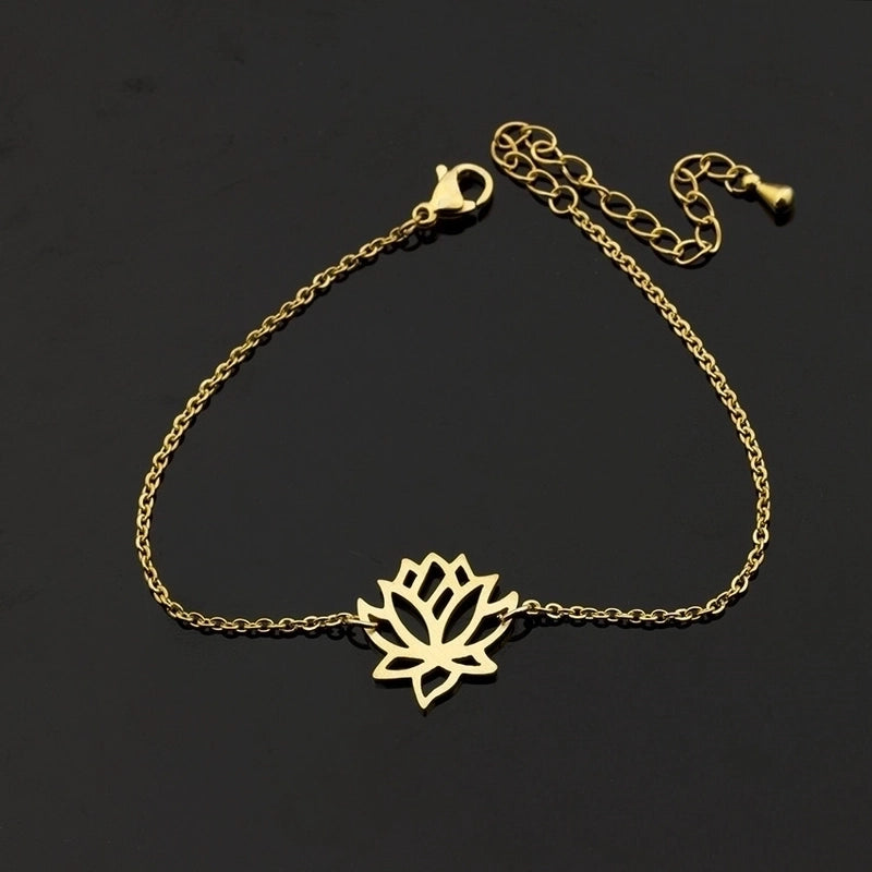Simple Rose Gold Bracelet Stainless Steel Lotus Bracelet
