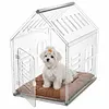 [US Local Warehouse] Acrylic Dog House Lockable Ventilated Modern Dogs Crate Clear Dog Playpen for Small and Medium Dogs Pets 24.02x15.75x23.62inch