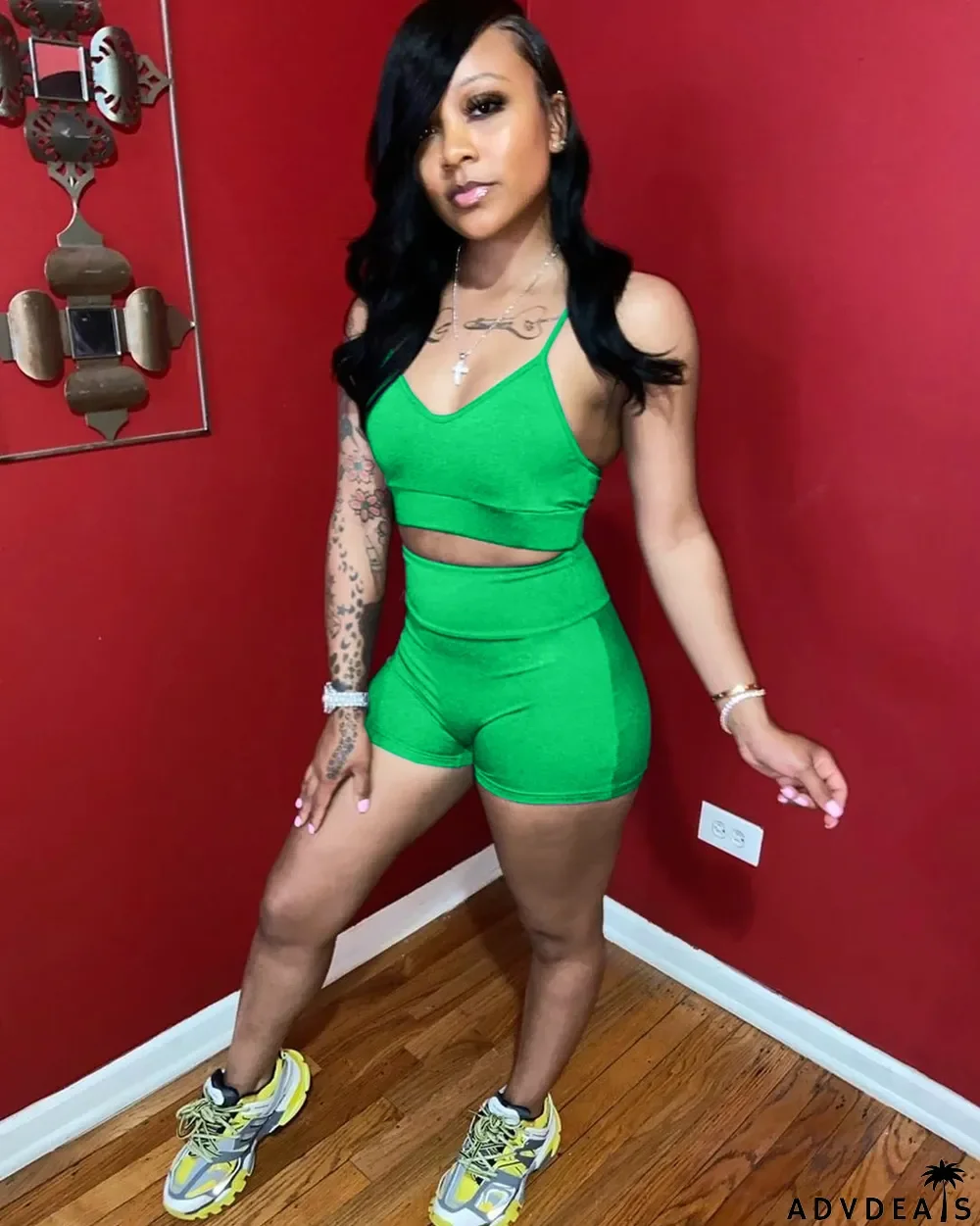 Solid Cami Top And Short Two Piece Sets