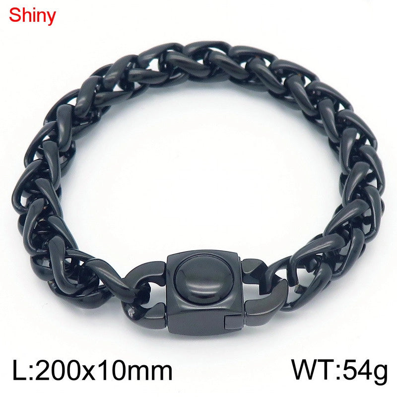 Fashion Stainless Steel 10mm Basket Chain Woven Chain Casting Buckle Necklace