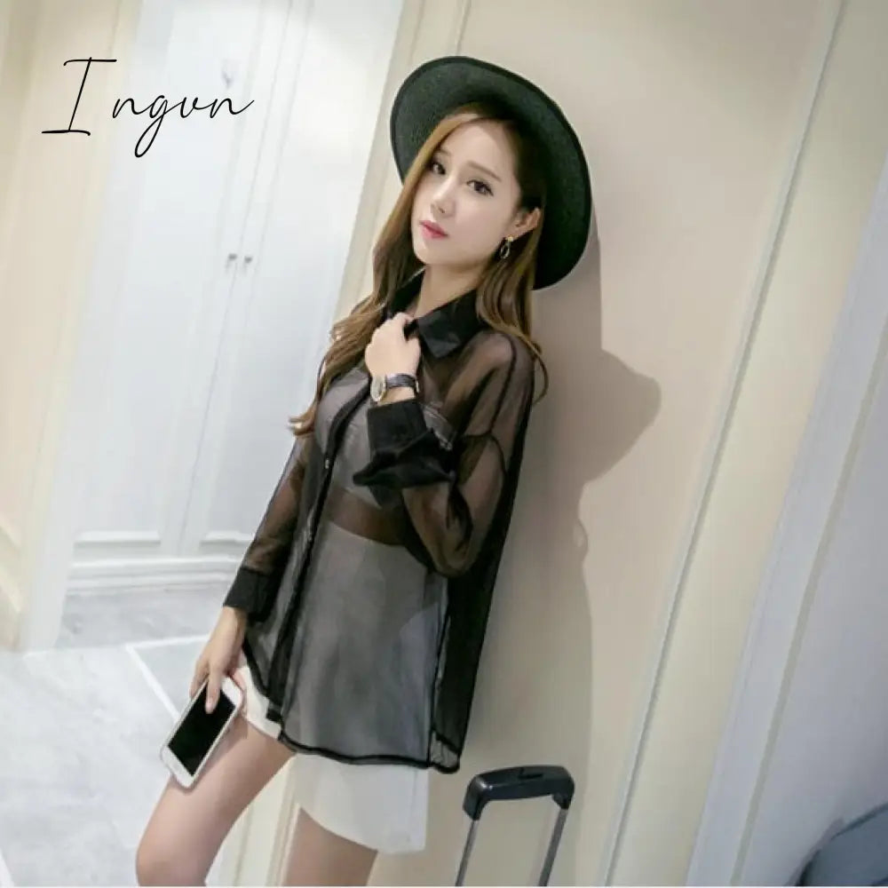 Ingvn - Transparent Shirt Black / S