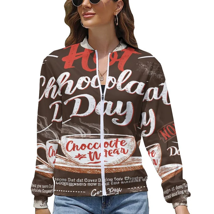 Women's Zipper Jacket HOT CHOCOLATE DAY customized, personalized, gift