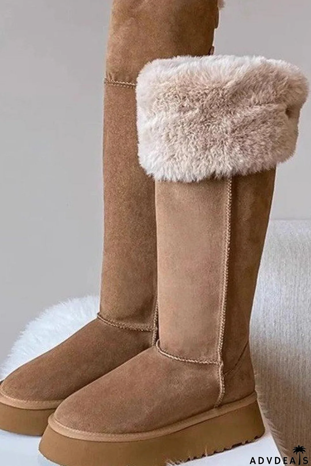 Plush Platform Knee-high Snow Boots