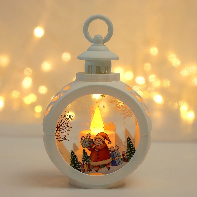Christmas Cute Pastoral Santa Claus Snowman Glass Indoor Party Festival Hanging Ornaments