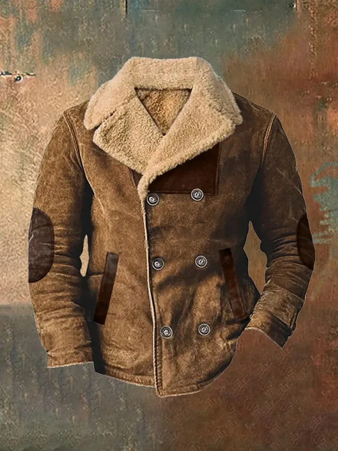 Men's Western Vintage Outdoor Wool Collar Jacket