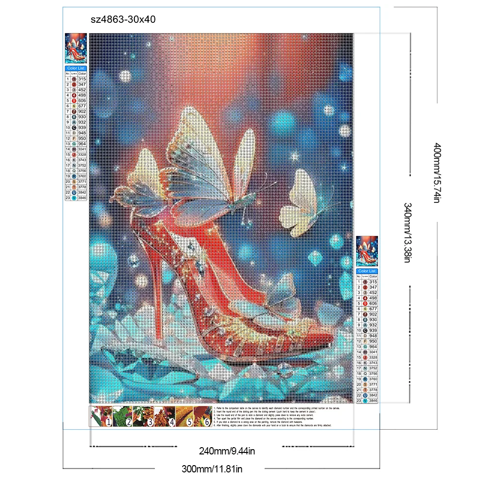 Diamond Painting - Full Round Drill - Butterfly High Heels(Canvas|30*40cm)