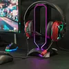 RGB Headset Stand with 2 USB Ports USB 2.0 Hub Headphone Shelf for Desk Display